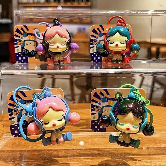 3D Space Skull Panda Doll Pop Mart Keychains - Red - Picture 2 of 3